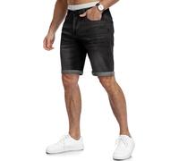 HMIYA Kurze Hosen Herren Jeans Shorts Baumwolle Sommer Freizeitshorts Bequeme Slim Fit Jeansshorts mit Taschen(Schwarz,EU-L)