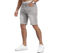 HMIYA Kurze Hosen Herren Jeans Shorts Baumwolle Sommer Freizeitshorts Bequeme Slim Fit Jeansshorts mit Taschen(Hellgrauweiß,EU-XL)