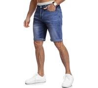 HMIYA Kurze Hosen Herren Jeans Shorts Baumwolle Sommer Freizeitshorts Bequeme Slim Fit Jeansshorts mit Taschen(Medium Indigo,EU-M)