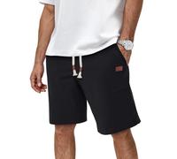 HMIYA Kurze Hosen Herren Shorts Sommer Sweatshorts Essential Terry aus Baumwolle,Schwarz,L