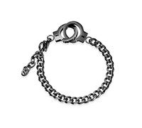 HMOOY Handschellen-Armband, Gliederarmband aus Edelstahl, verstellbares Fußkettchen, Armband mit Handschellen, schwarz, für Herren, 7 pouces, Metall, Ohne Schmucksteine