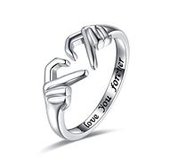 HMOOY Herzring Claddagh Rings,Einstellbar Hand Love Herzring for Women Irland Herzring Silber Frauen Modeschmuck Teen Mädchen Paar Versprechen Schmuck Männer