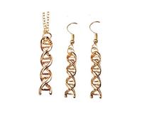HMOOY Infinity Spiral DNA Doppelhelix Halskette Ohrringe Set Chemie Wissenschaft Biologie Molekül Anhänger Schmuck Set für Medizinstudenten (Gold)