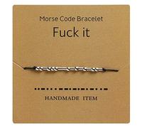 HMOOY Morse Code Armband Perlen versilbert auf Seidenkordel, Freundschaftsarmband, geheime Botschaft, Schmuck für Frauen und Männer, Geschenk für Sie, One Size, Wachsband