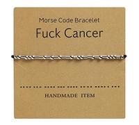 HMOOY Morse Code Armband Perlen versilbert auf Seidenkordel, Freundschaftsarmband, geheime Botschaft, Schmuck für Frauen und Männer, Geschenk für Sie, One Size, Wachsband