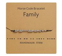 HMOOY Morsecode Armband versilberte Perlen auf Seidenschnur Freundschaftsarmband Geheime Botschaft Morris Schmuck für Frauen Männer Geschenk für sie Ihn (Familie)