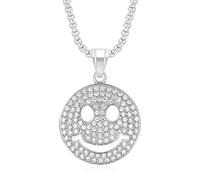 Hmsanase Faszinierend Halskette Ketten Schmuck Herren Frauen Anhänger Necklace Hip Hop Smiley Gesicht Symbol Anhänger Halskette 钢色单吊坠