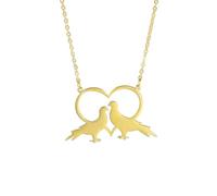 Hmsanase Halskette Ketten Schmuck Herren Frauen Anhänger Necklace Herz Form Halsketten Zwei Vogel Tiere Charm Anhänger Kette Halskette Für Frauen Hochzeit Party Gold