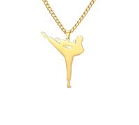 Hmsanase Halskette Ketten Schmuck Herren Frauen Anhänger Necklace Taekwondo Halskette Für Junge Frauen Männer Kung Fu Kicking Figur Anhänger Sport Agold