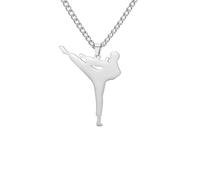 Hmsanase Halskette Ketten Schmuck Herren Frauen Anhänger Necklace Taekwondo Halskette Für Junge Frauen Männer Kung Fu Kicking Figur Anhänger Sport Asteel