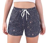 HMZXZ Boho Blau Galaxis Damen Badeshorts Badehose Sports Gym Shorts,Magie Kosmischer Himmel Lässig Schwimmhose Kurze Boardshorts für Strand Surf Beach