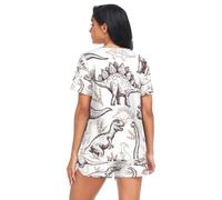 HMZXZ Damen Schlafanzug-Set Tropisch Dinosaurier Kaktus Sommer Pyjama Woman Set,Tier Dino Loungewear und Shorts Lounge Set Sleepwear Nachtwäsche