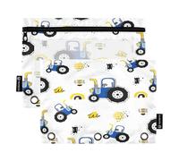 HMZXZ Federmäppchen für 3-Ring-Ordner, Bauernhof-LKW, niedliche Autotaschen mit Reißverschluss, Stiftehalter mit transparentem Fenster, Schule, Klasse, Büro, 2 Stück, Multi