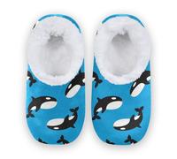 HMZXZ Killer Whale Orca Hausschuhe für Damen und Herren, Korallen-Fleece Indoor Hausschuhe Hausschuhe Socken Fuzzy Feet Hausschuhe Schlafzimmer Hausschuhe, multi, 38/39 EU