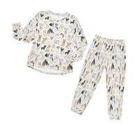 HMZXZ Kinder Schlafanzug-Set Niedlich Hund Pyjama Set,Langarm Spitze Hose Loungewear Sleepwear Nachtwäsche Tier Welpe Hunds for Jungen Mädchen