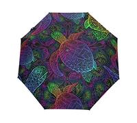 HMZXZ RXYY Meer Schildkröte Boho Falten Auto Öffnen Schließen Regenschirm für Frauen Männer Jungs Mädchen Winddicht Kompakt Reise Leicht Regen Regenschirm