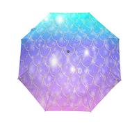 HMZXZ RXYY Meer Tier Meerjungfrau Waage Regenbogen Falten Auto Öffnen Schließen Regenschirm für Frauen Männer Jungs Mädchen Winddicht Kompakt Reise Leicht Regen Regenschirm
