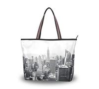 HMZXZ RXYY New York City Schwarz And Weiß Handtaschen und Geldbörse für Frau Tote Tasche groß Kapazität obenGriff Käufer Schulter Tasche