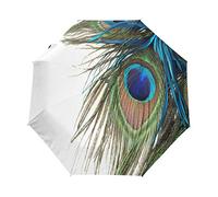 HMZXZ RXYY Tier Pfau Gefieder Falten Auto Öffnen Schließen Regenschirm für Frauen Männer Jungs Mädchen Winddicht Kompakt Reise Leicht Regen Regenschirm