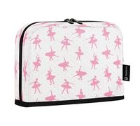 HMZXZ Stehendes Federmäppchen, rosa Ballerinas, Tanz, gepunktet, großes Fassungsvermögen, Stiftetasche für Jungen und Mädchen, mehrlagiges Stifteetui, Stifthalter, Schreibwaren-Organizer, Tänzerin für