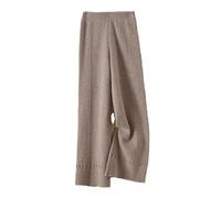 Hndudnff Damen Merinowolle Weite-Bein Hose Weich Hohe Taille Hose Herbst Winter Lässige Gestrickte Hose, Braun Grau, XL