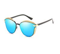 HNGM Sonnenbrillen Damen Sonnenbrille Katze Auge Luxus Damen männer Fahren Sonnenschirm Spiegel Frauen polarisierte Sonnenbrille Retro Klassische gläser (Lenses Color : Blue)