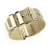 HNGM Uhrenarmband 18mm 20mm 22mm 24mm Edelstahl Handgelenk Band Strap Universal Männer Frauen Mesh Uhrenband Link Armband Zubehör Gold Herrenuhrenbänder (Band Color : Gold, Band Width : 24mm)