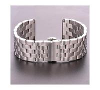 HNGM Uhrenarmband 20 22 24 26mm Edelstahl Watchbänder Frauen Männer Silber gebürstet Metall Uhrenband Bereitstellungsschließe (Band Color : Silver, Band Width : 26mm)