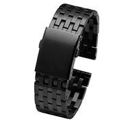 HNGM Uhrenarmband 22mm 24mm 26mm 28mm 30mm Edelstahl uhrband männer Metall Feste Armband Band Armband Herrenuhrenbänder (Band Color : B Black, Band Width : 22mm)