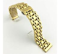HNGM Uhrenarmband Edelstahlband 18mm 20mm 22mm Silber polierte Männer Luxus Metallband Armband Zubehör Herrenuhrenbänder (Band Color : Gold, Band Width : 18mm)