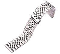 HNGM Uhrenarmband Edelstahlband Silber poliert 16 18 19 20 21 22mm Metallband (Band Color : Silver, Band Width : 18mm)