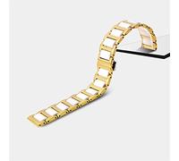 HNGM Uhrenarmband Keramisches Edelstahlband 20mm 22mm Armbandarmband (Band Color : Gold White, Band Width : 20mm)