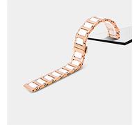 HNGM Uhrenarmband Keramisches Edelstahlband 20mm 22mm Armbandarmband (Band Color : Rose Gold White, Band Width : 22mm)