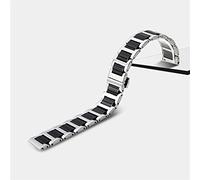 HNGM Uhrenarmband Keramisches Edelstahlband 20mm 22mm Armbandarmband (Band Color : Silver Black, Band Width : 20mm)