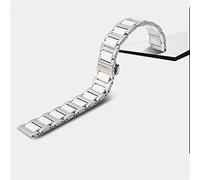 HNGM Uhrenarmband Keramisches Edelstahlband 20mm 22mm Armbandarmband (Band Color : Silver White, Band Width : 14mm)