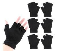HO-SFSM 3 Paare Halbfinger Handschuhe Unisex Warme Winter Fingerlose Handschuhe Universalgröße Fingerless Gloves für Kinder Herren Damen Schwarz