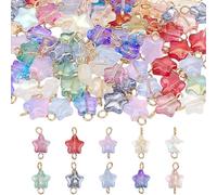 HOBBIESAY 10 Farbe 100 Stück Glas Stern Anhänger 15mm Bunte Kleine Sternperlen Baumelnde Anhänger Klare Kristall Stern Anschlussanhänger Für DIY Armbänder Ohrringe Halsketten Schmuckherstellung