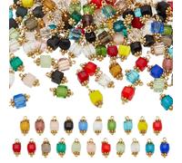 HOBBIESAY 100 Stück Facettierte Würfel Glasanhänger Mit Goldfarbenen Messingschlaufen Perlen In Zufällig Farben Kristallglas Anschlussanhänger Zur Schmuckherstellung Loch: 1.5mm