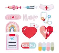 HOBBIESAY 12 Stück Krankenschwester Aufnäher Krankenschwester Arzt Aufnäher Aufnäher Zum Tag Der Krankenschwester Zartrosa Bestickte Aufnäher Für Damen Kleidung Taschen Hüte Dekoration