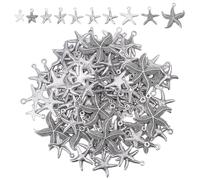 HOBBIESAY 120 Stück 10 Stile Seestern Anhänger Meerestier Anhänger Antik Silber Seestern Charm Edelstahl Metall Niedliche Marine Tier Strand Charm für DIY Basteln Ohrring Armband Schmuckherstellung