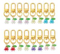 HOBBIESAY 16 Stück 8 Farben Blume Schlüsselanhänger Swivel Karabinerhaken mit Lilie Blume Auto Schlüsselanhänger Schlüsselketten für Schlüssel Dekoration