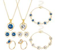 HOBBIESAY 2 Stück 2 Farben Halsketten Set Mit Herzanhänger Und Strass Herz Halskette Ohrringe Ring Armband Verstellbar Brautschmuck Set Für Hochzeiten Geschenk Für Frauen Hochzeitsgeschenk
