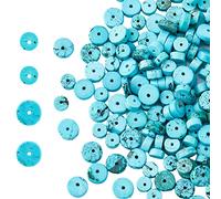 HOBBIESAY 274 Stück 6mm/8mm Naturperlen Stränge Türkis Edelstein Abstandshalter Flache Runde Edelsteinperlen Scheibe Heishi Perlen Für Einzigartiges Armband Halskette Ohrring Bohrung:0.8~1mm