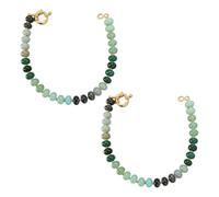 HOBBIESAY 2Stück Grüne Perlenarmbänder für Damen Farbverlaufsperlenarmband mit Natürlichen Steinperlen Dehnbare Armbänder Manschetten Schmuck für Damen Alltag und Festival 20cm