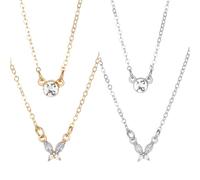 HOBBIESAY 4 Stück 2 Farben Geschichtete Schmetterlingspendanhalskette Kristallrhinestone Bohemian Choker Lange Zarte Halskette Geschichtete Trendige Halskette Schmuckgeschenke Für Frauen 18,9 Zoll