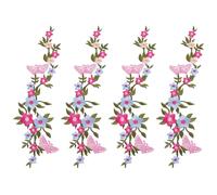 HOBBIESAY 4 Stück Blumen Schmetterling Stickerei Aufnäher Helles Himmelblau Lange Blumenmotive Bügelapplikationen Blumens Stickerei Aufnäher Glyzinien Reparatur Patch Lange Blumens Bügelapplikation