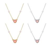 HOBBIESAY 4 Stück Rosa Herz Anhänger Set Harz Herz Anhänger Halskette für Frauen Eleganter Liebes Halsketten Mit Perlen Frauen Halsketten Schmuck Gold Silber Eisen Kette Für Dekoration