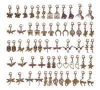 HOBBIESAY 60 Stück 30 Stile Charm Anhänger Zum Anklipsen 22.5-35.5mm Antik Bronze Baumelnde Charms Mit Karabinerverschluss Gemischte Stile Bastel Charm Zur Schmuckherstellung