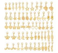 HOBBIESAY 60 Stück 30 Stile Charm Anhänger Zum Anklipsen 22.5-35.5mm Goldene Baumeln Charms Mit Karabinerverschluss Gemischte Stile Bastel Charm Zur Schmuckherstellung
