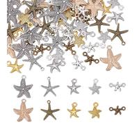 HOBBIESAY 80 Stück 10 Stile Marine Sterne Charm Anhänger Metall Meer Stern Dangle Charms Bunte Farben Sterne Link Charm Ozean Tier Anhänger für DIY Armbänder Ohrringe Halsketten Schmuckherstellung